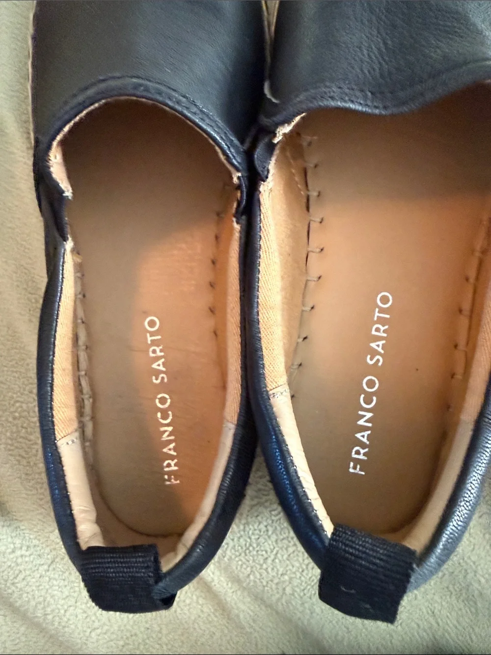 Franco Sarto Women’s Black Leather Espadrille Slip-Ons
